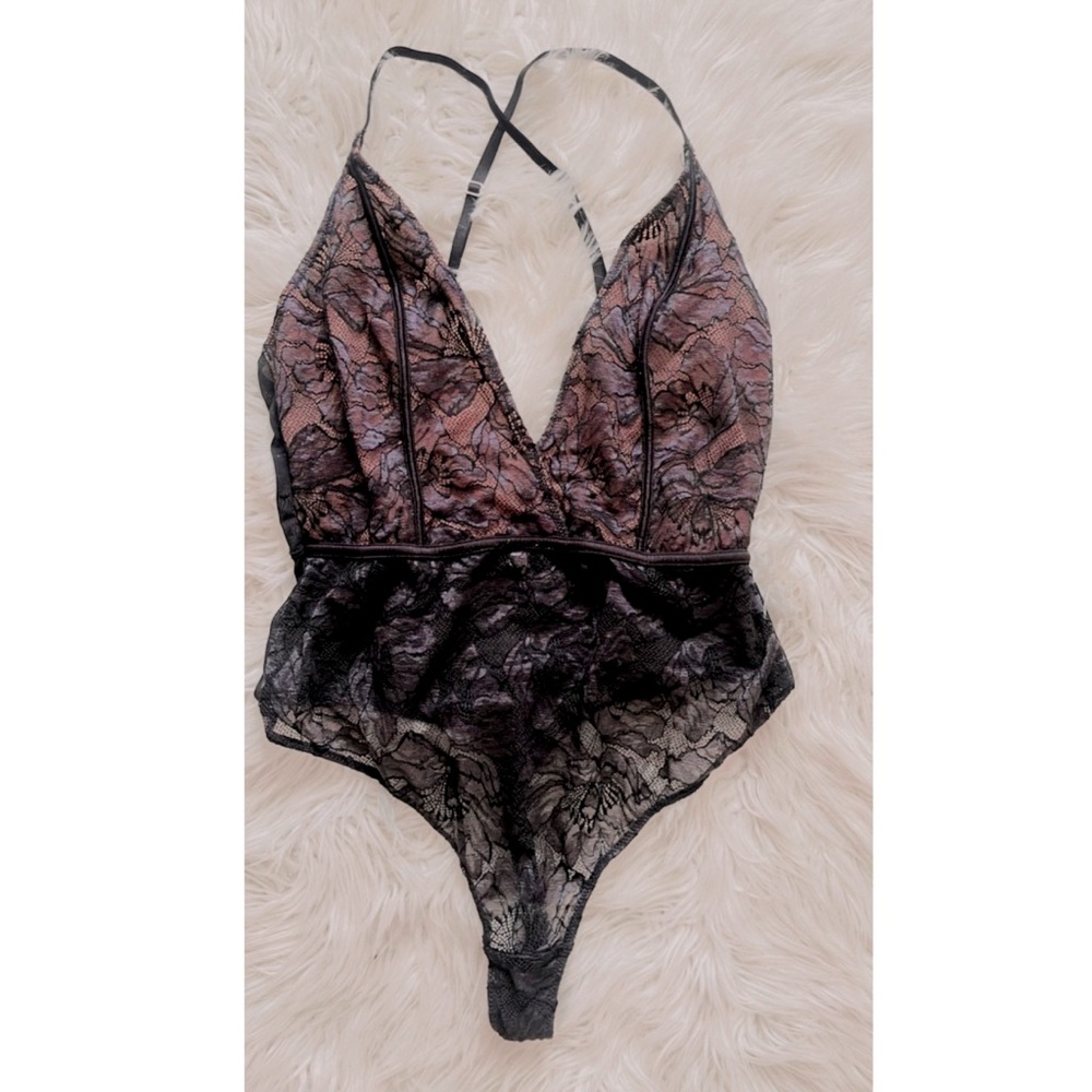 Black Lace Teddy High Thigh Bodysuit Lingerie